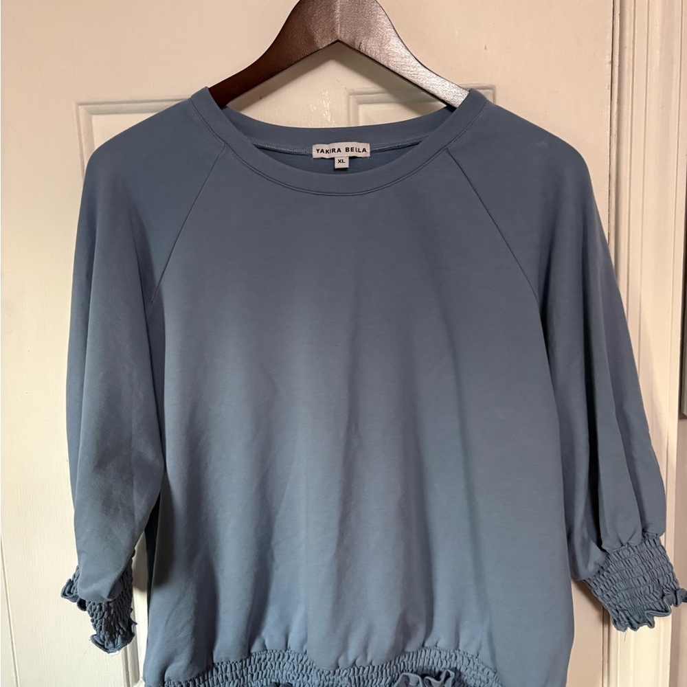 Yakira Bella Blue shirt with 3/4 Sleeves